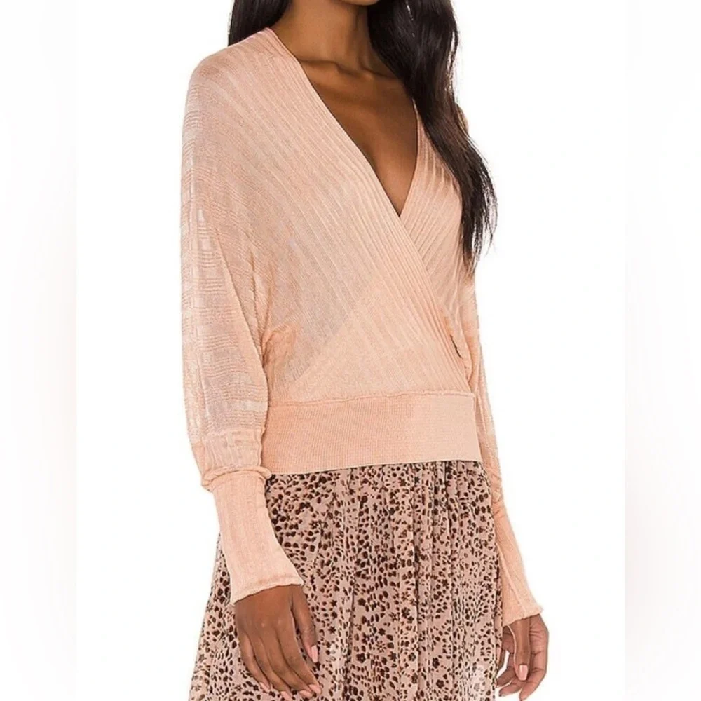 Free People Pluto Textured Wrap Top • Rose Wire Combo • Size XS • NWT